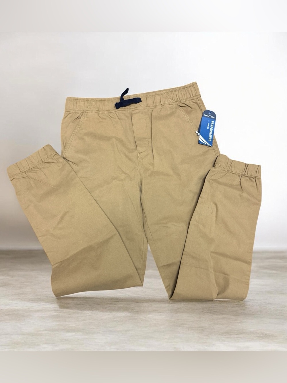 Nautica Men’s/Youth Khaki Tan Jogger Pants Size XL 18-20 ElasticWaist Drawstring